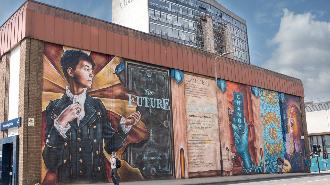 New mural by care experienced young people installed in Glasgow’s Cathedral Street