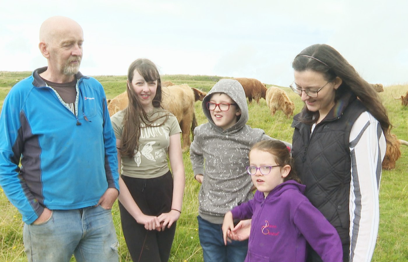 Farmer Ewen Macmillan, with children Hannah, Ruaridh, Lucy and wife Louise.