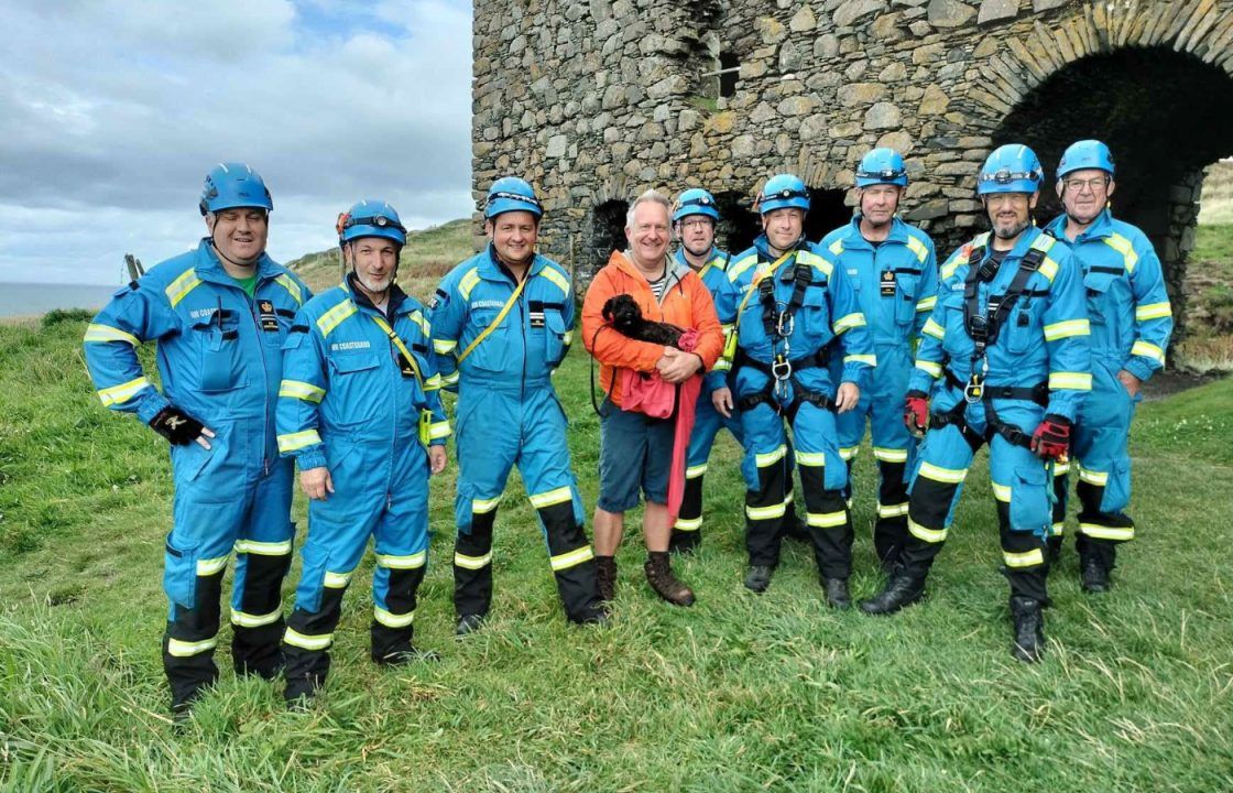 Man becomes trapped on cliff edge trying to rescue dog which fell 25ft at Dunskey Castle in Portpatrick