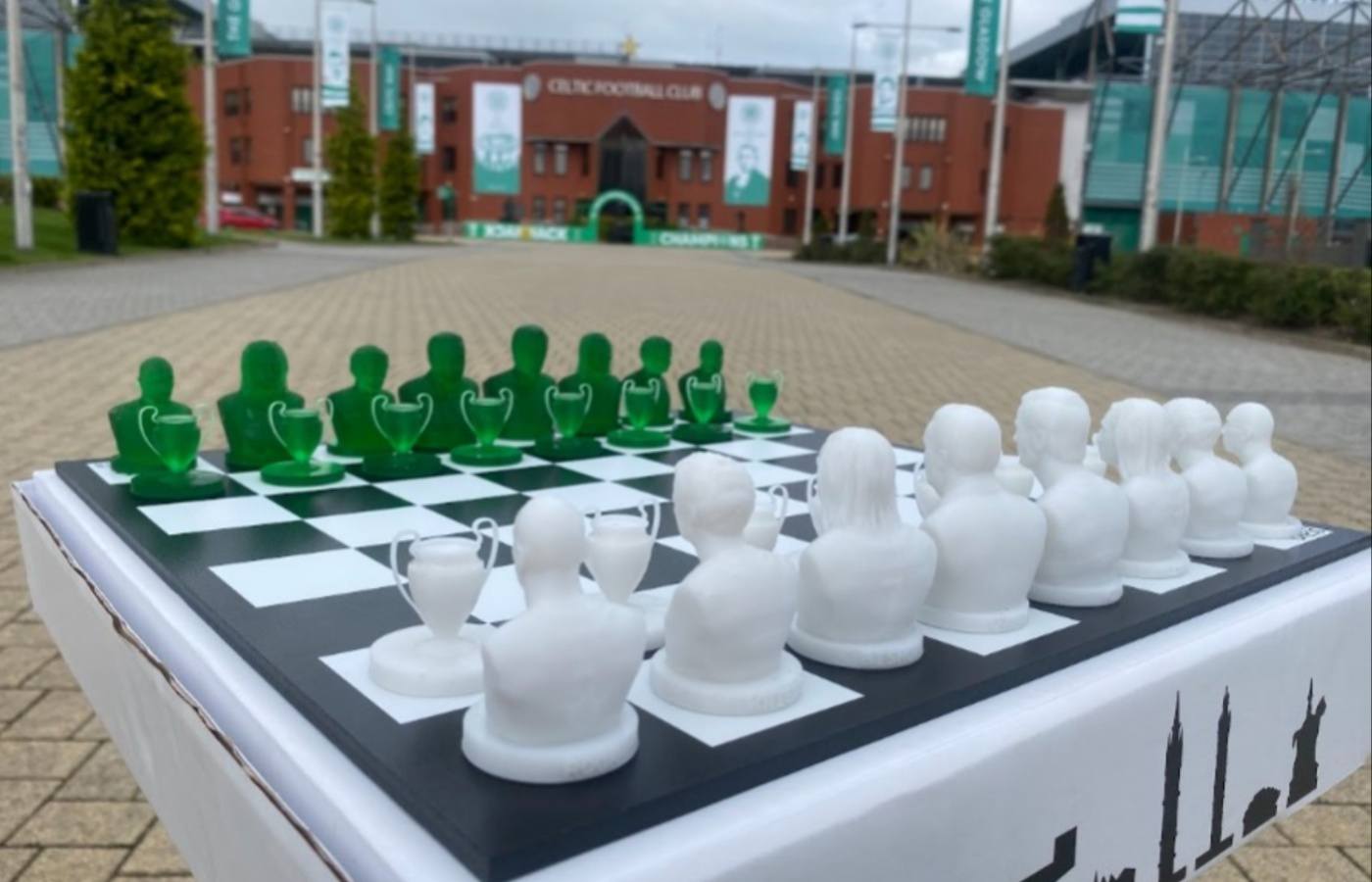 The Celtic set from 3D Scotland Ltd outside Celtic Park.