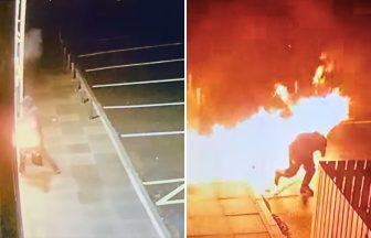 CCTV shows man setting himself on fire trying to torch Saltire Soft Play and Soccer Centre in Midlothian