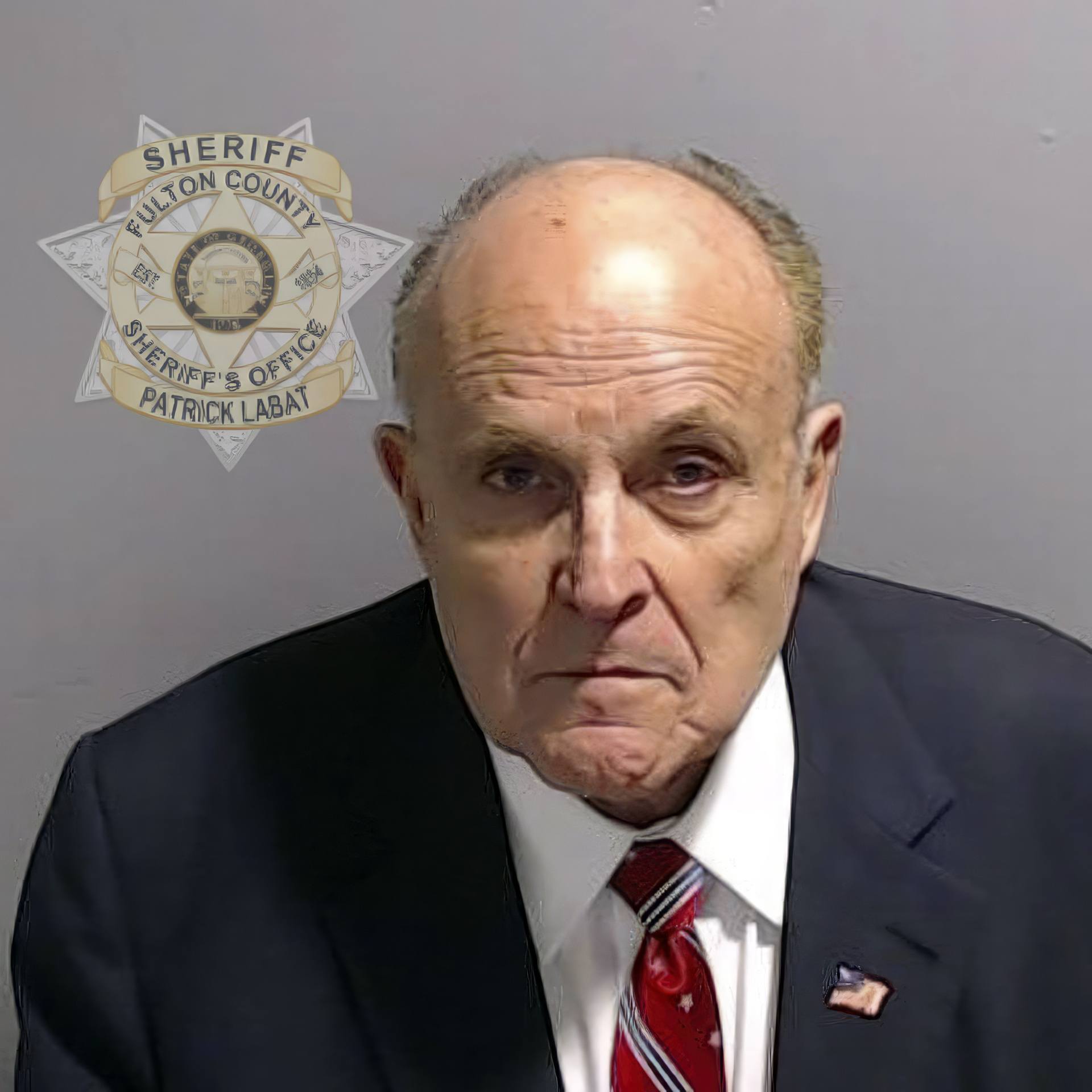 Booking photo taken on Wednesday of Rudy Giuliani.