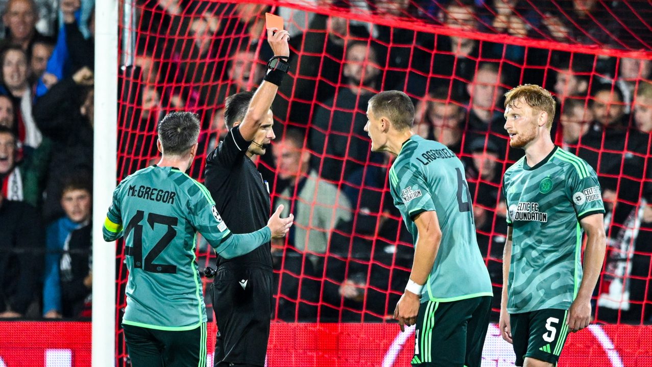 Two sent off as Celtic lose Champions League opener to Feyenoord