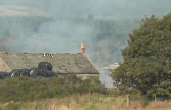 Road closed as firefighters tackle blaze at farm buildings near Banchory in Aberdeenshire