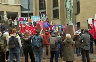 Rally held in Glasgow city centre for striking college and university workers