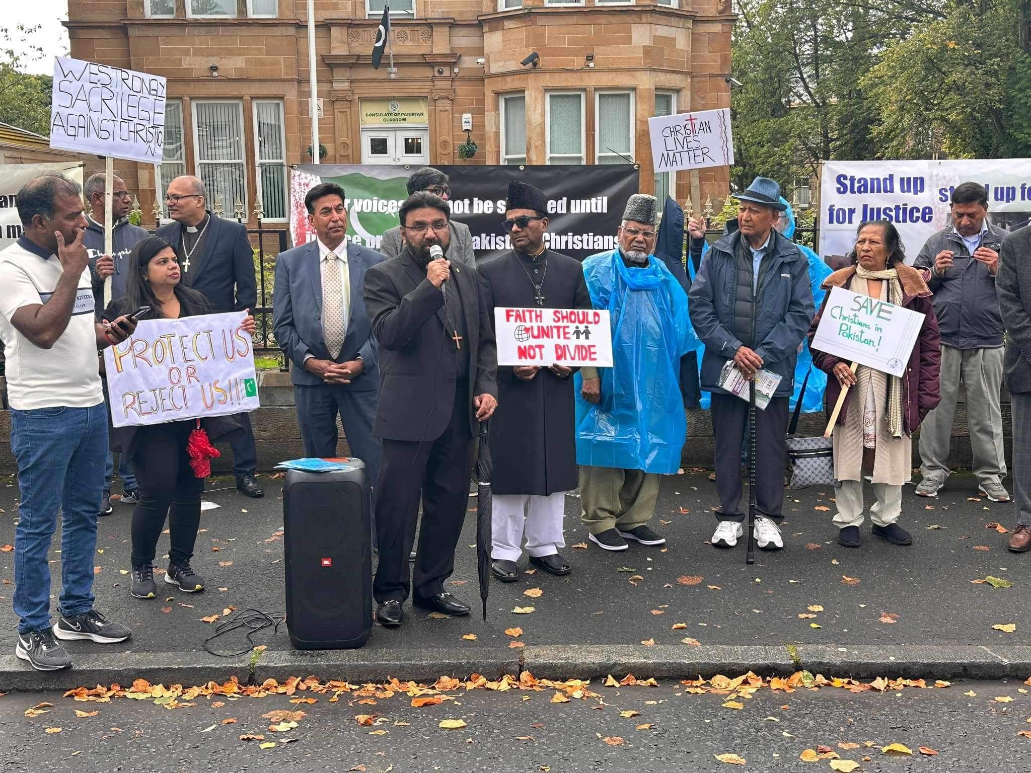 Mr Gohar speaking at a previous rally on the rights of Pakistan’s Christian population.