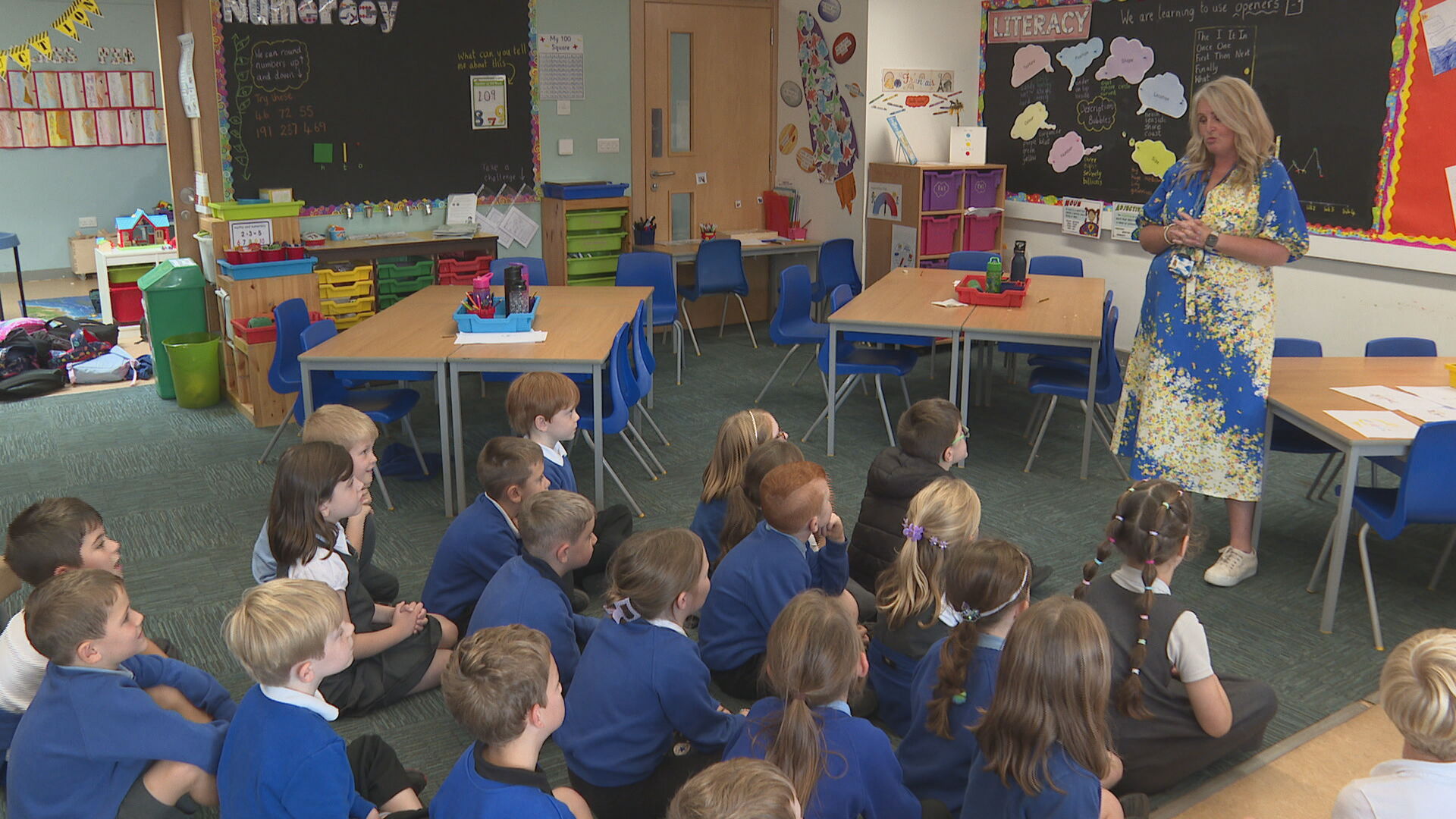 Leah Wood with her primary three class.