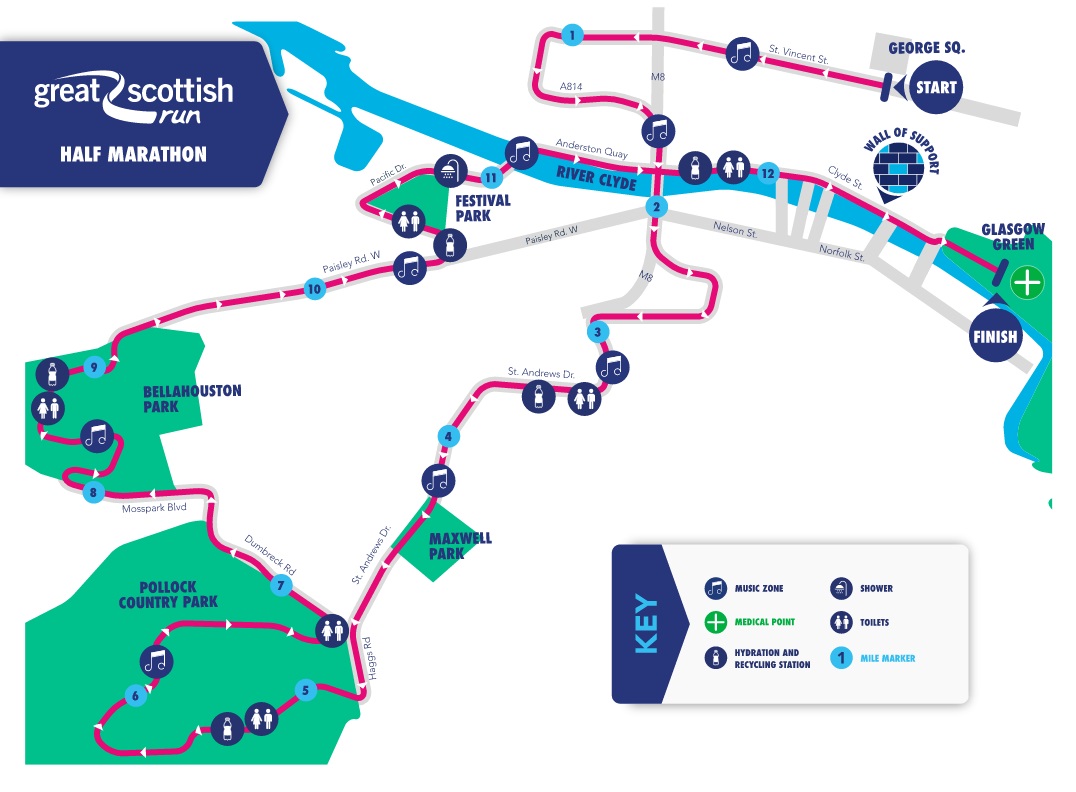 Great Scottish Run Half Marathon Route