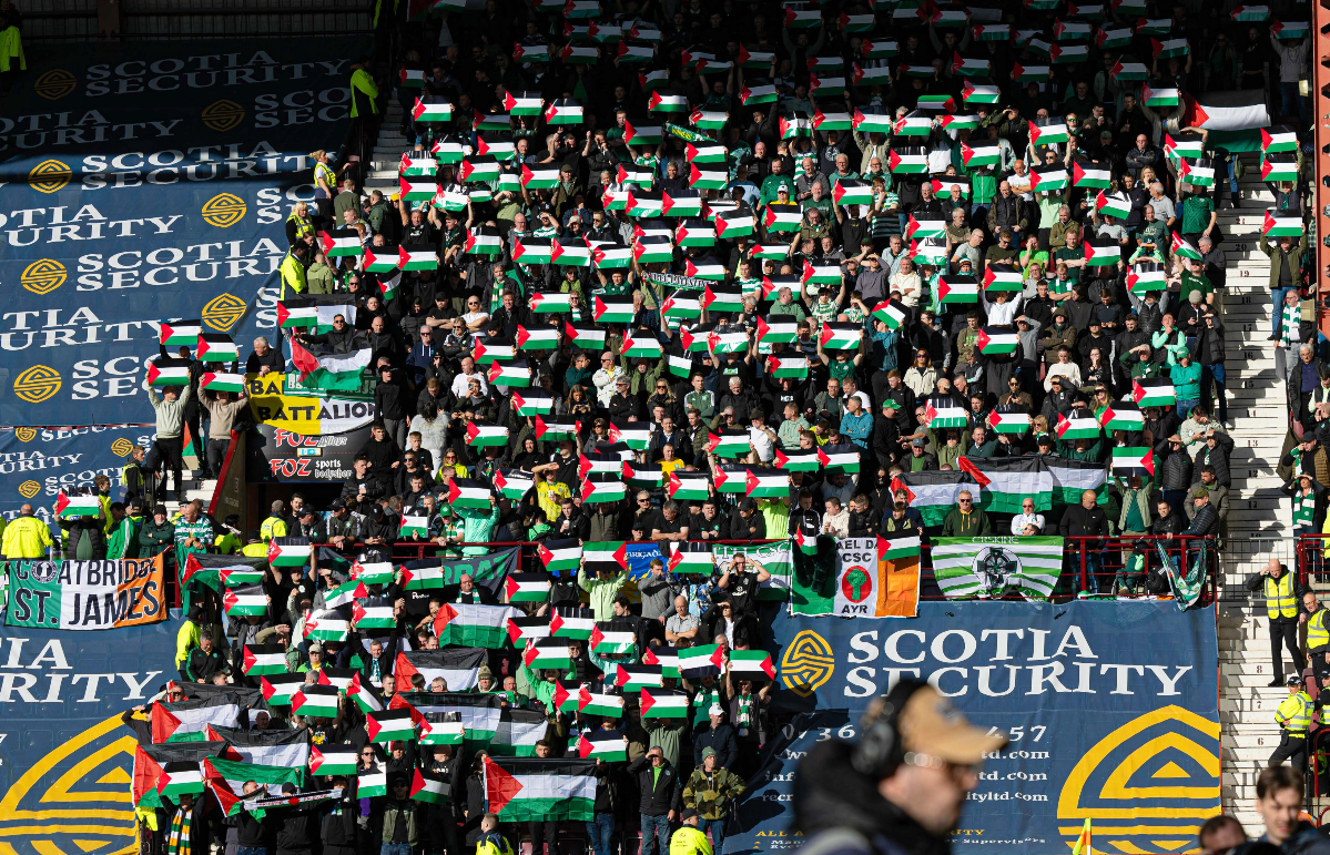 Celtic fans at Tynecastle on Sunday. 