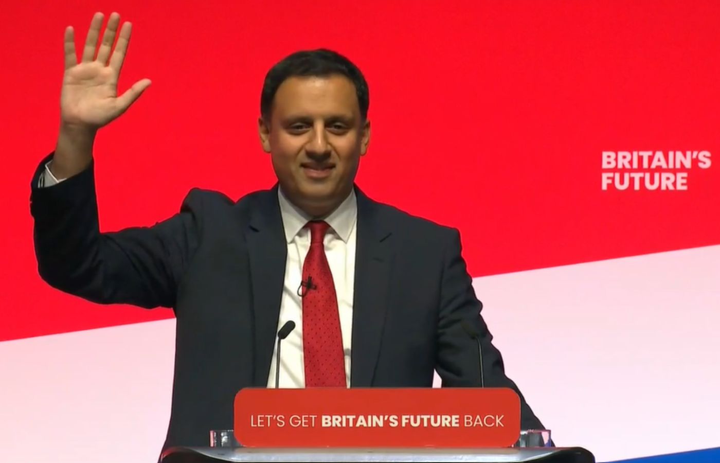 Anas Sarwar speaking at the Labour conference in Liverpool 2023