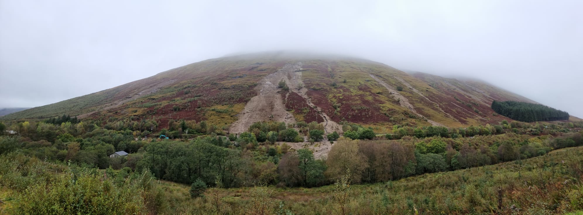 Landslip on the A83 between the Rest and Be Thankful and Inverary in Argyll & Bute.