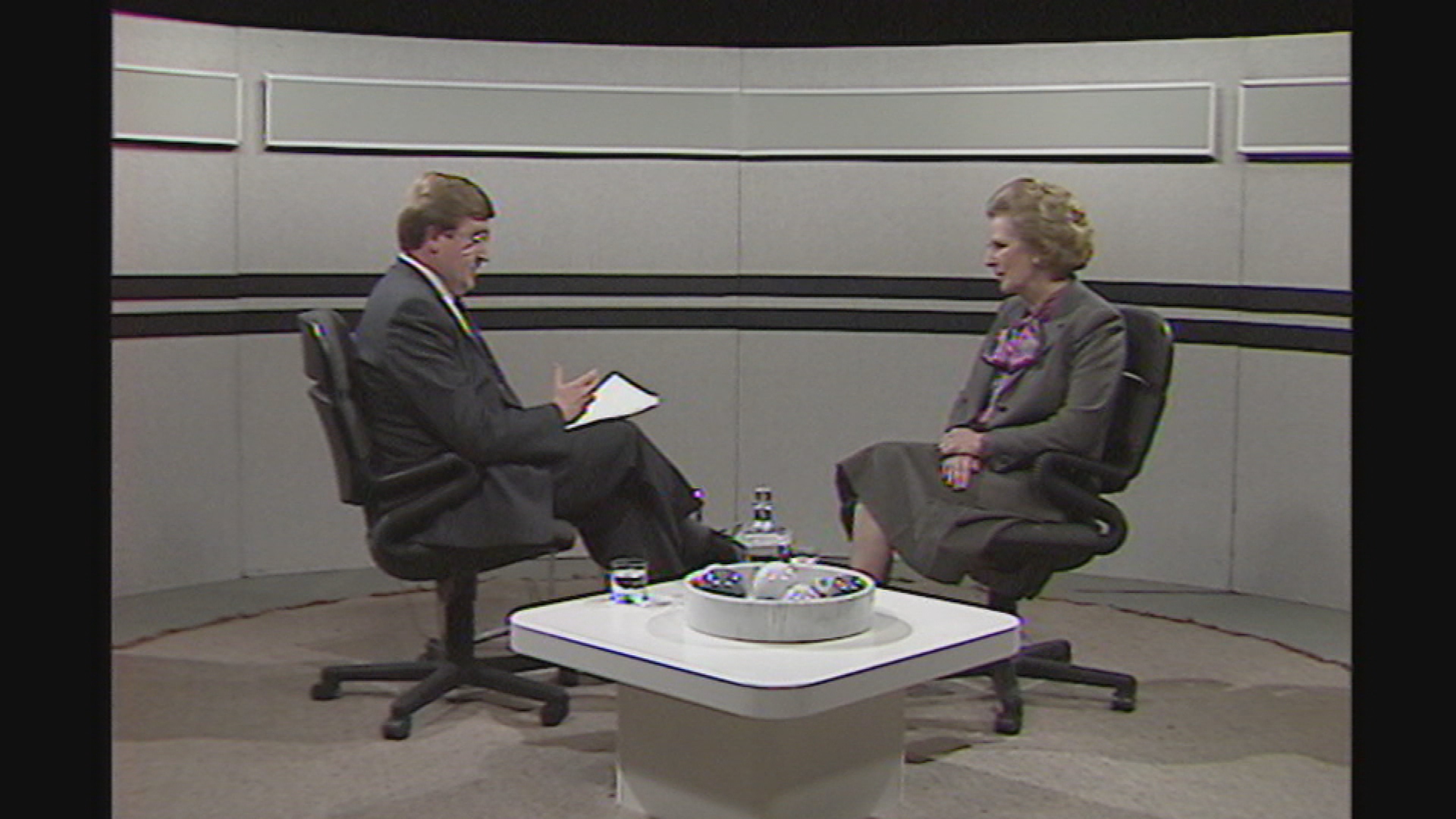 Colin MacKay interviewing Margaret Thatcher.