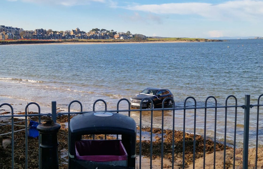 Coastguard scramble to save Audi car submerged in sea at West Beach in North Berwick