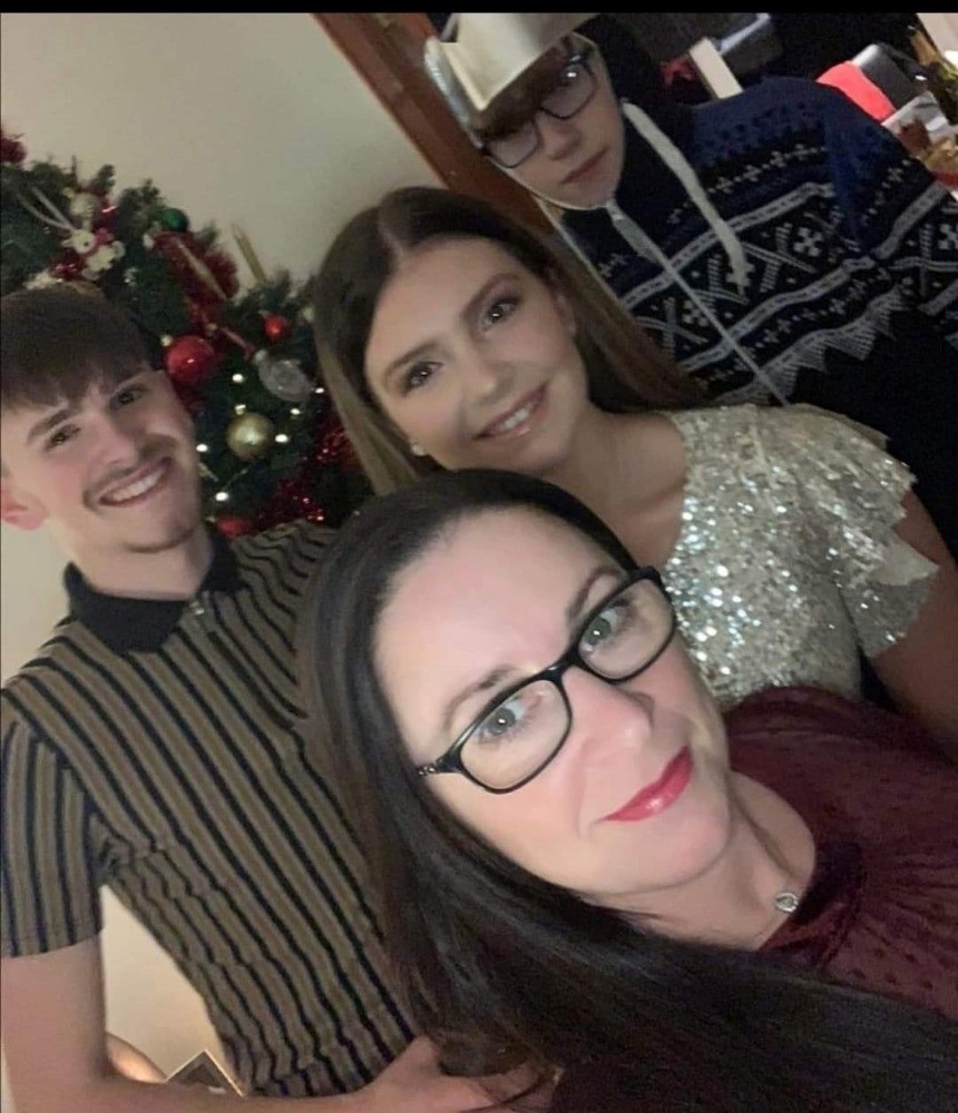 Dylan (left) with sister Morgan, mum Amanda and brother Kian.