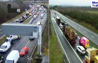 M8 westbound closed amid serious crash near Junction 1