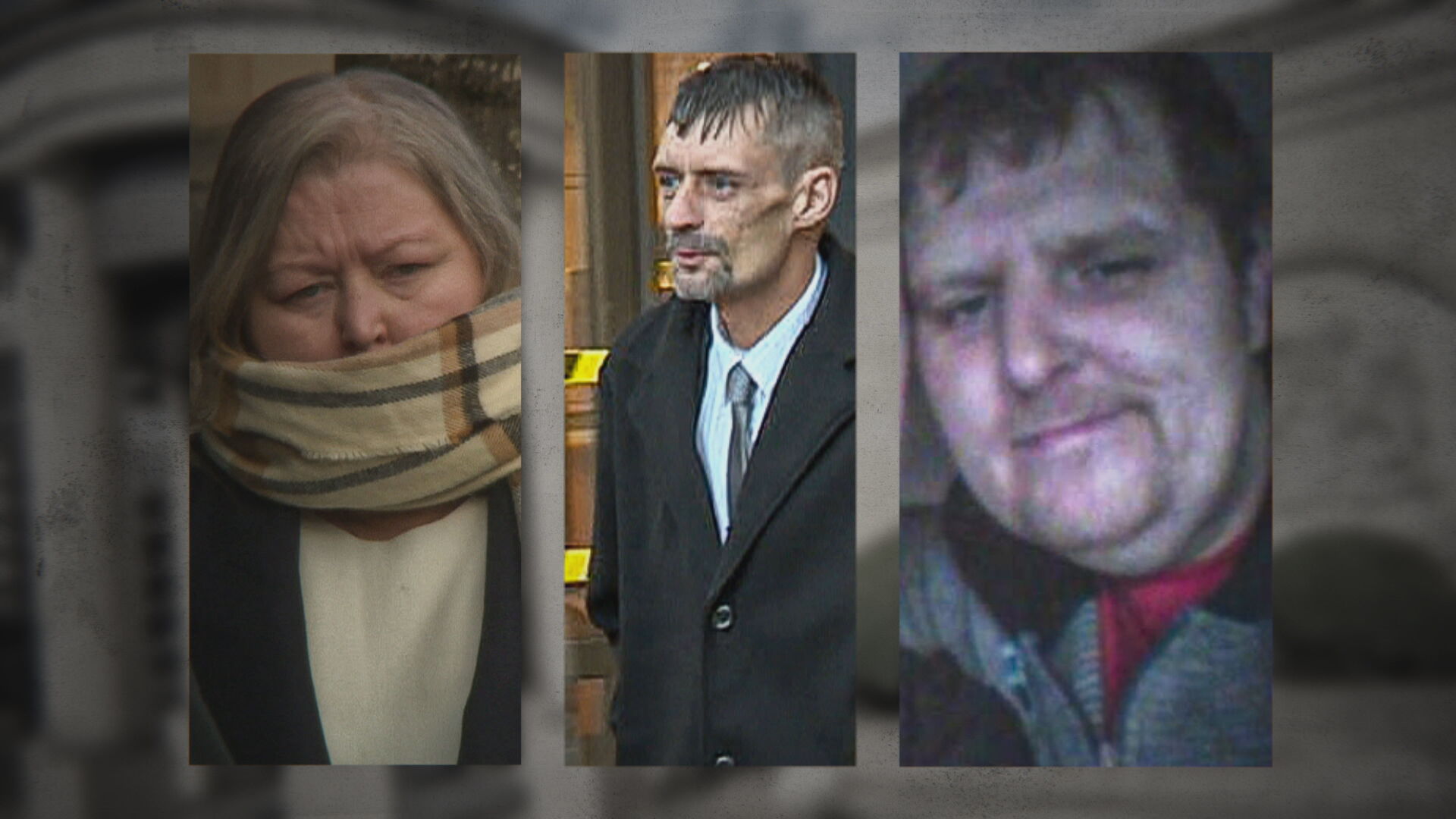 From left to right: Donna Marie Brand, Andrew Kelly and Robert O'Brien. Three found guilty of murdering Caroline Glachan.