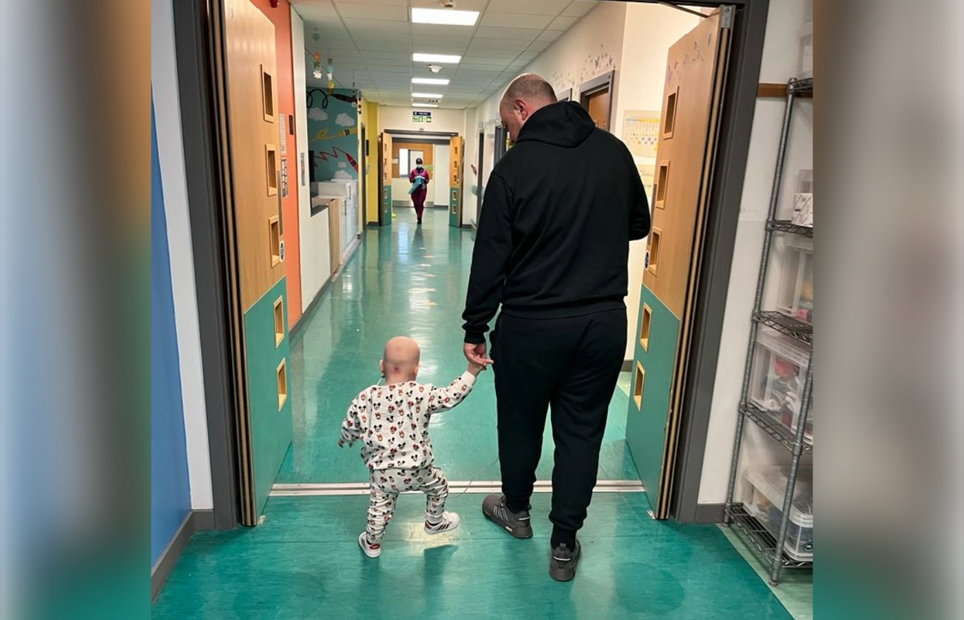 Molly Burnett learning to walk again after cancer treatment. 