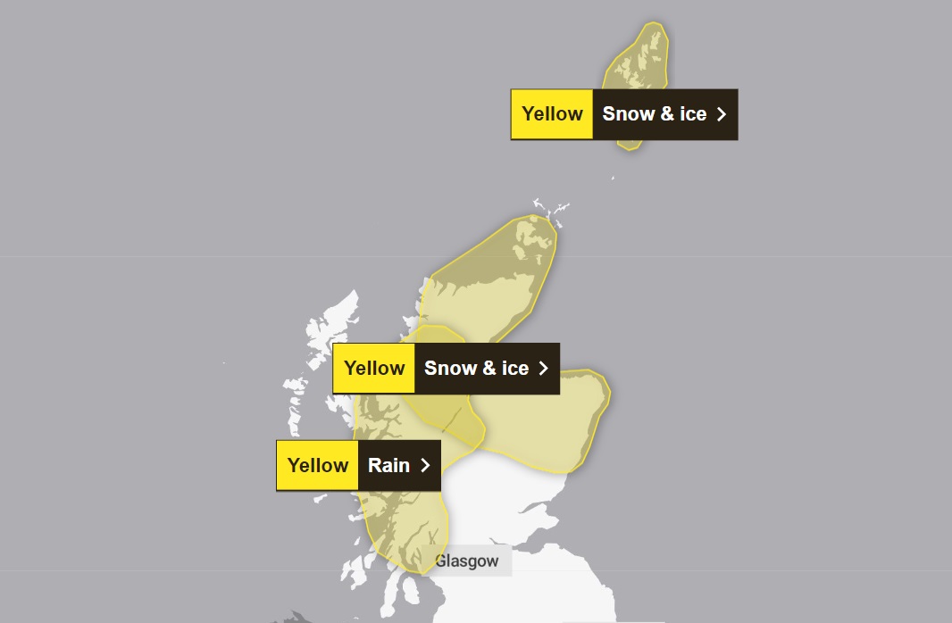 Saturday's weather warnings.