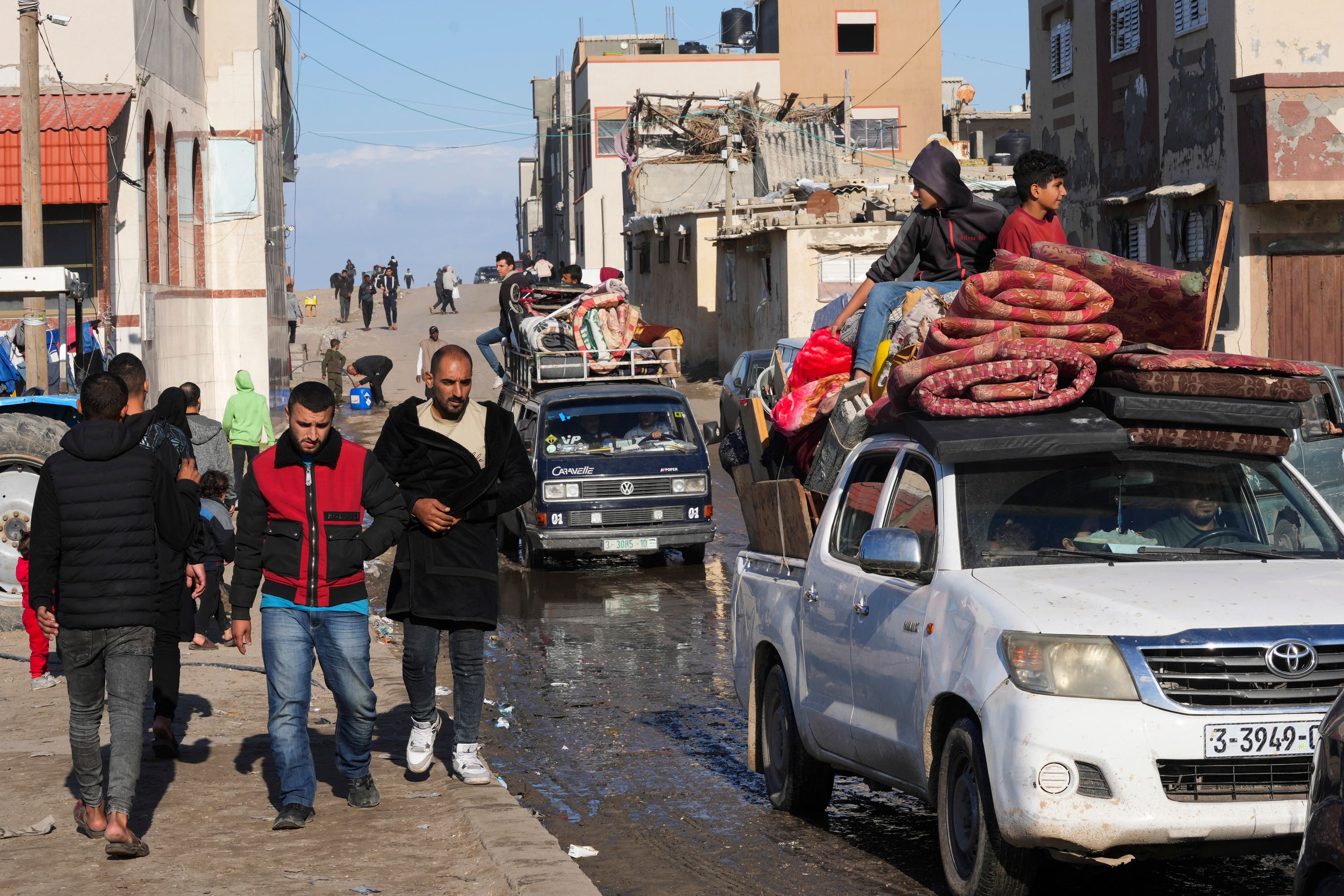 Palestinians flee the Israeli ground offensive in the central Gaza Strip.