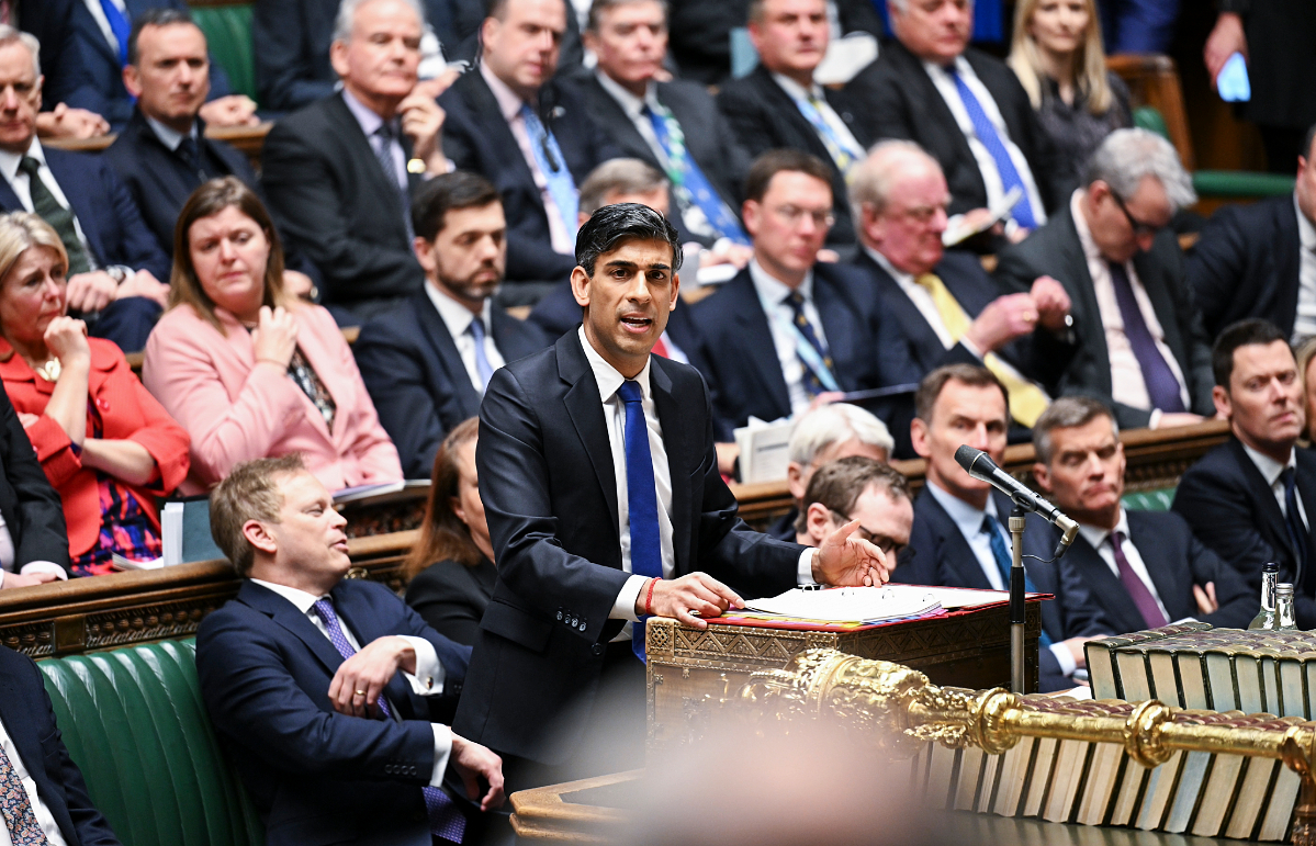Prime Minister Rishi Sunak at the House of Commons during PMQs on January 19, 2023