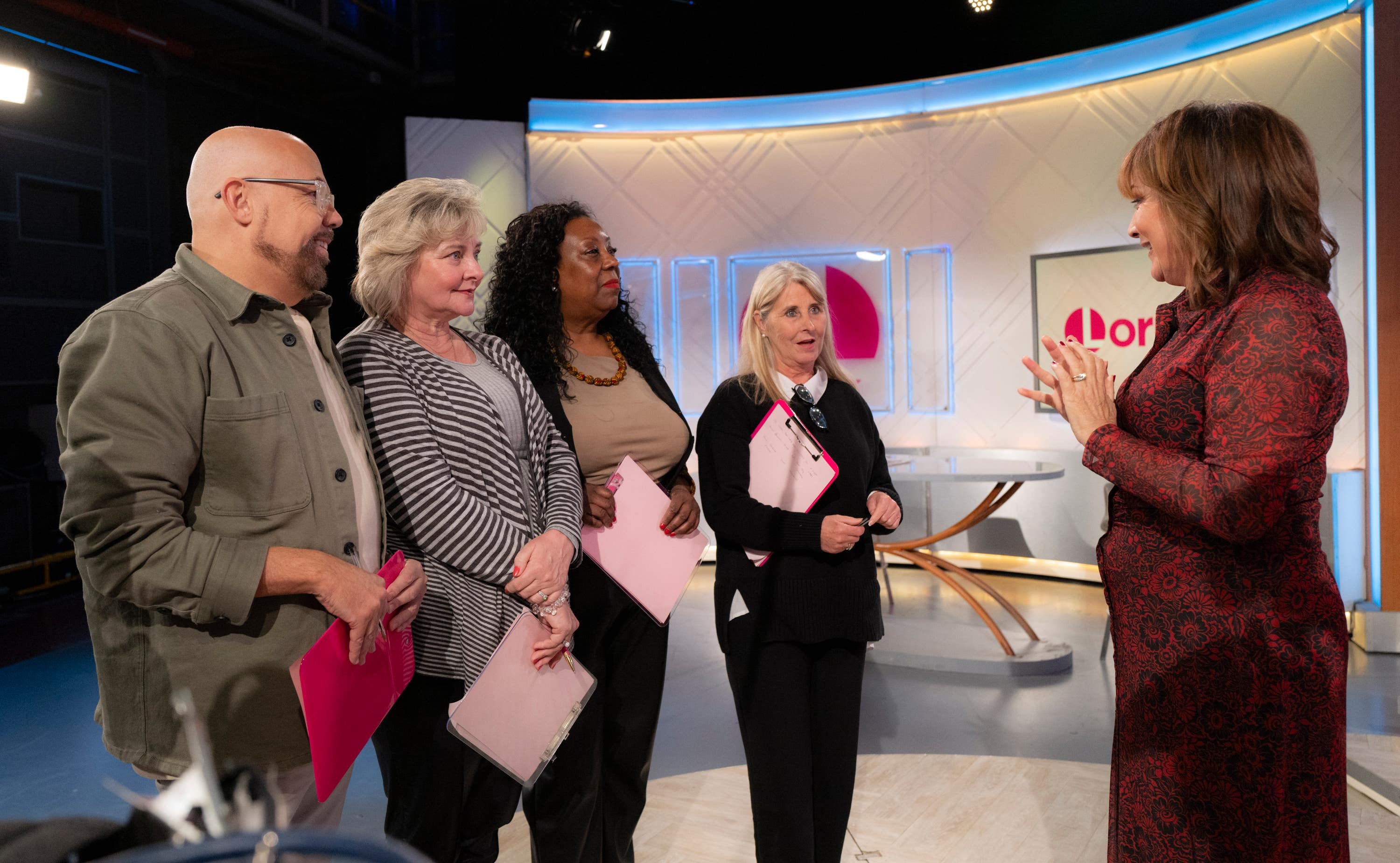 Guest Lorraine editors from left, Jonathan, Suzie, Ellin and Lesley with Lorraine Kelly.