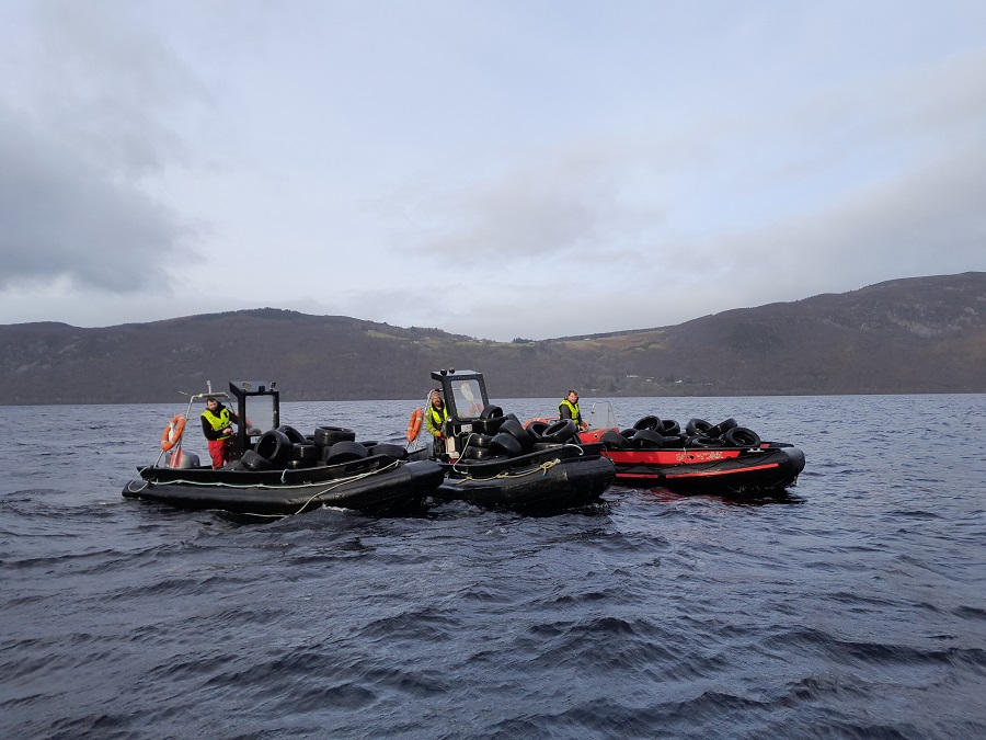 Teams worked to remove the used tyres from the beauty spot. Photo: Highland Council