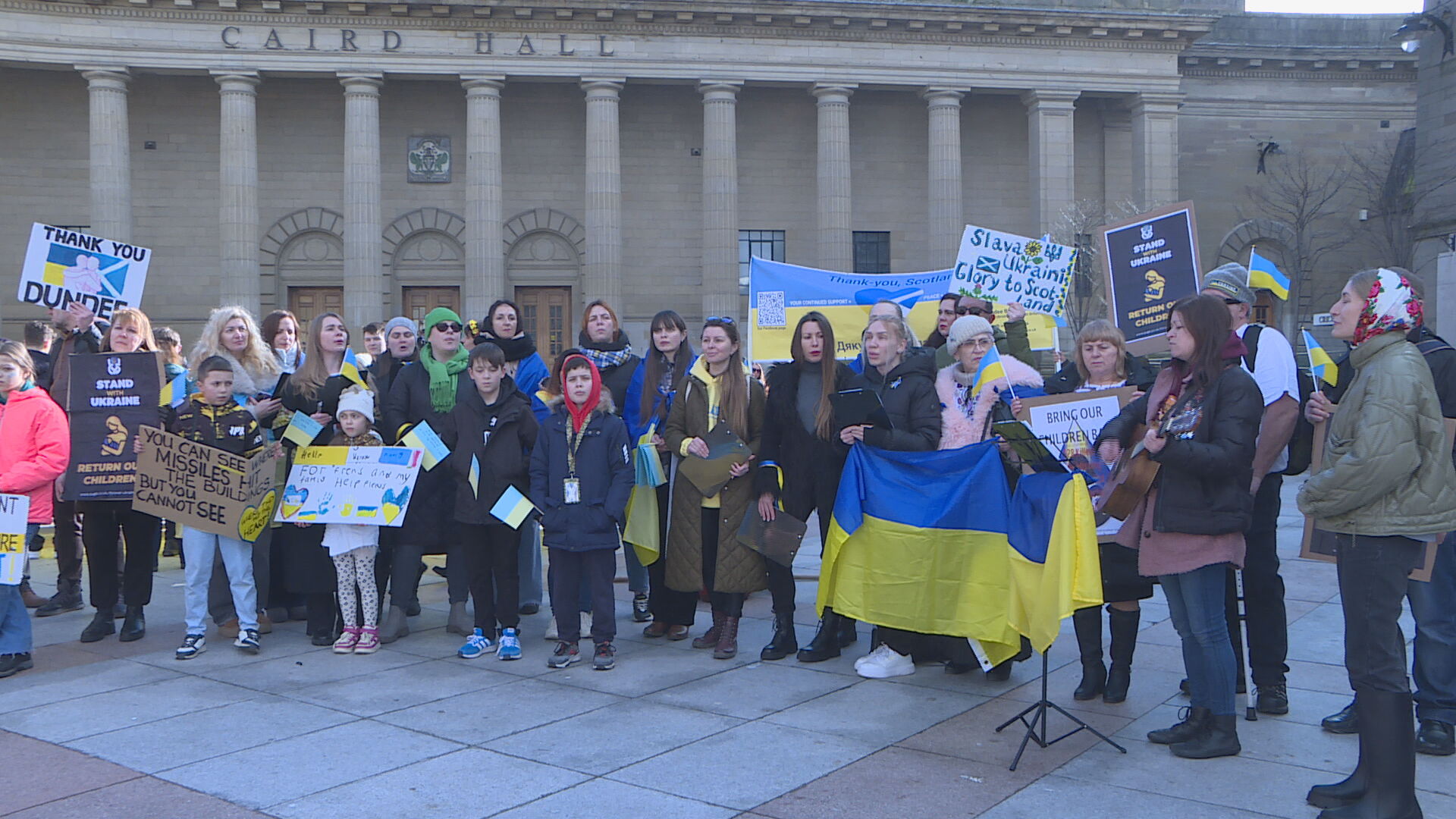 A demonstration was held in Dundee to mark two years since the Russian invasion. 
