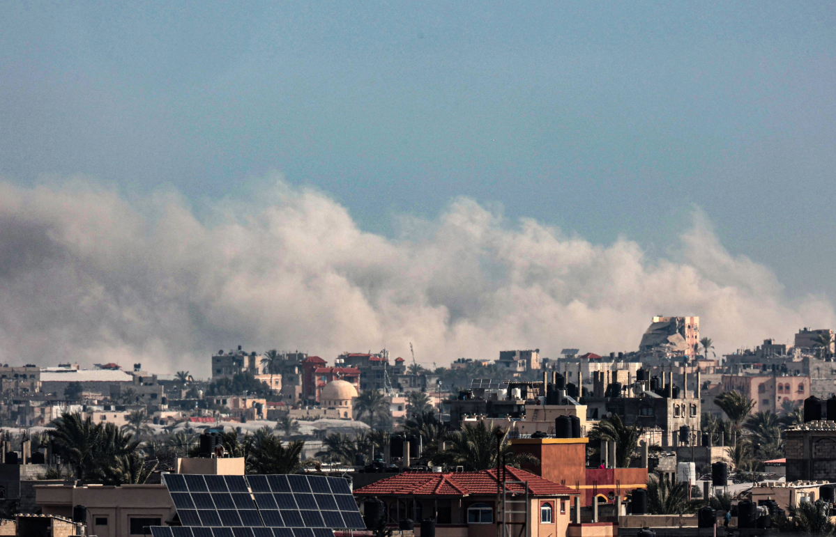Smoke billowing in the southern Gaza Strip on Tuesday.