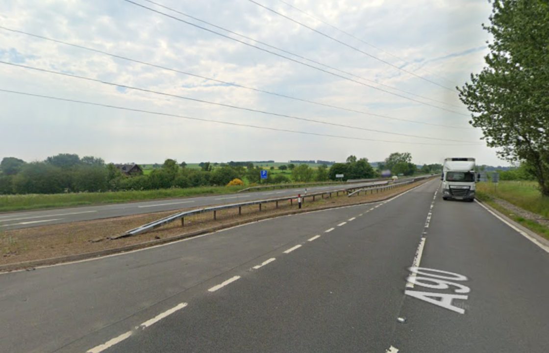 A90 northbound closed after vehicle bursts into flames following crash in Angus