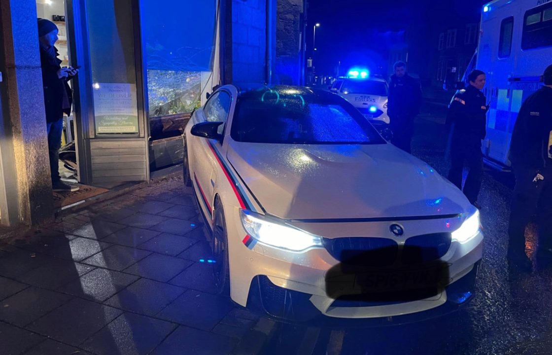 Man arrested after car crashes into flower shop window on Mother’s Day in Aberdeenshire