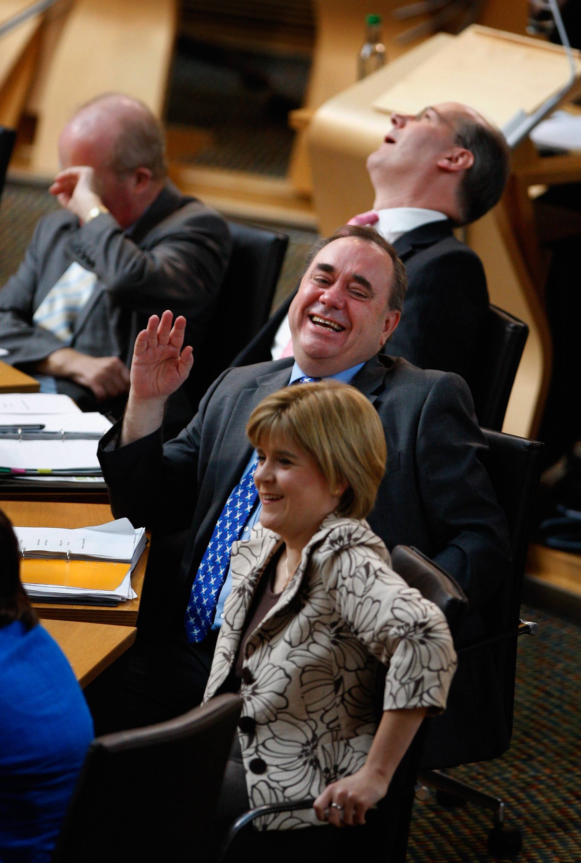 John Swinney, Alex Salmond, and Nicola Sturgeon on September 3, 2008.