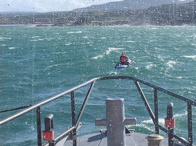 our young paddleboarders were rescued from Cullen Bay, Moray by the RNLI Buckie crew