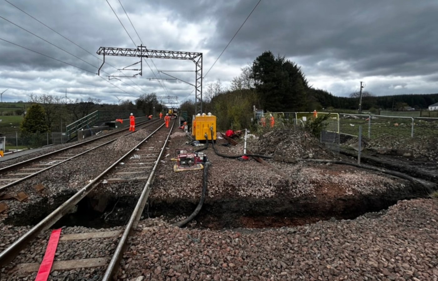 Airdrie – Bathgate line to remain closed at Caldercruix as engineers repair sinkhole damage 