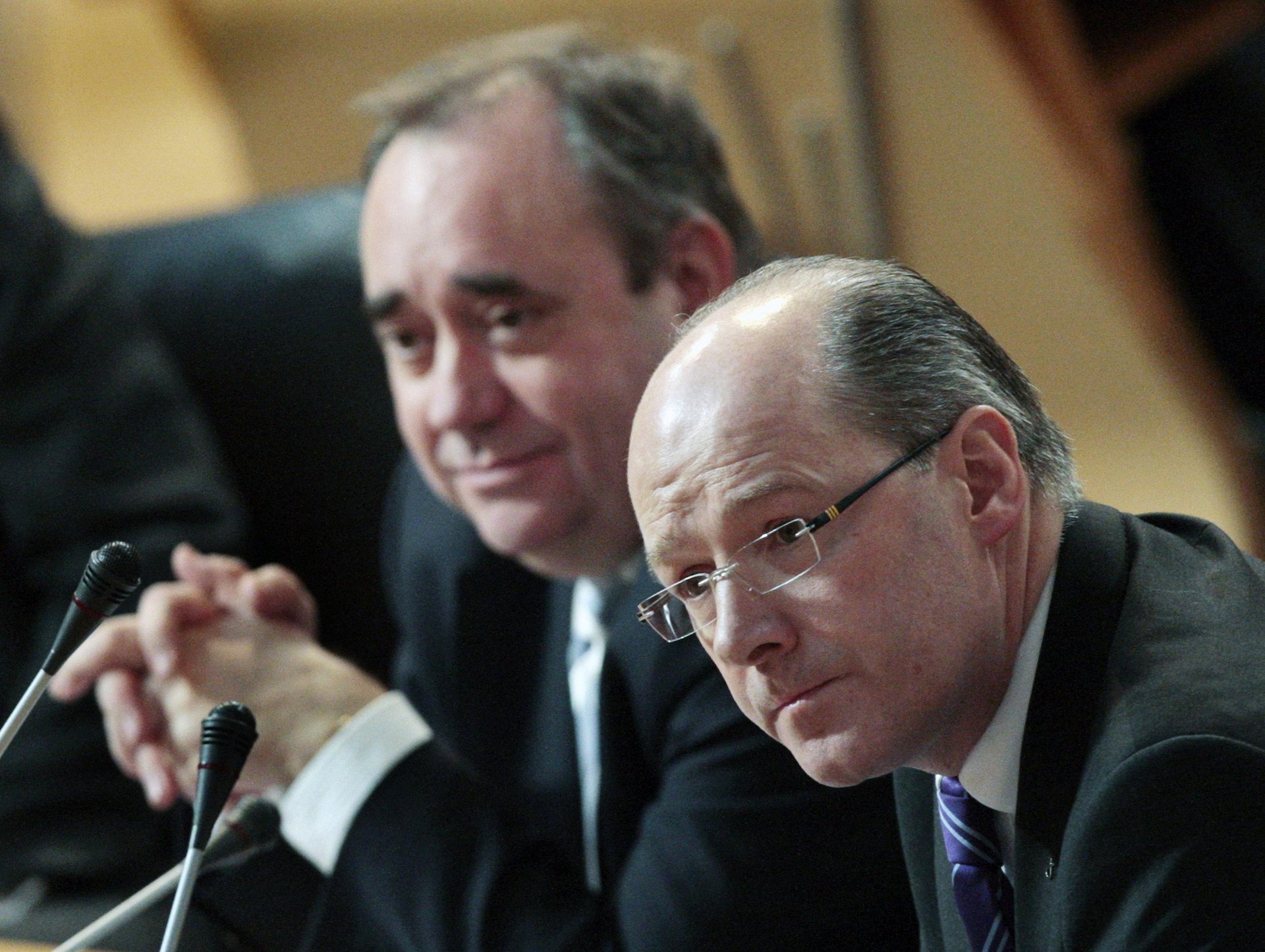 John Swinney as finance secretary with Alex Salmond.
