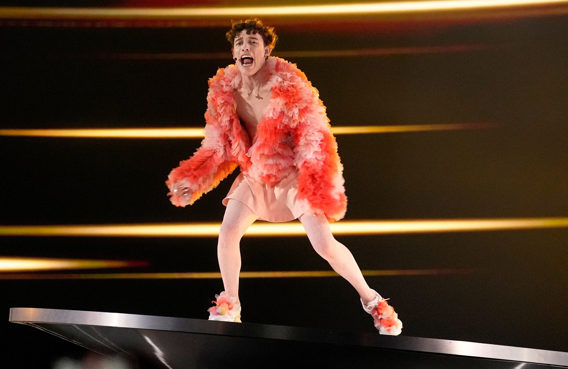 Nemo of Switzerland performs the song The Code during the Eurovision final.