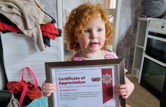 Lanarkshire two-year-old honoured for quick-thinking after neighbours saved from fire