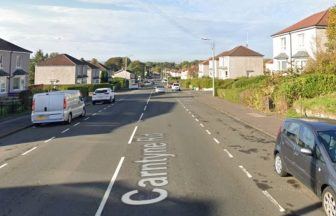 Three taken to hospital after two-car crash on Glasgow’s Carntyne Road