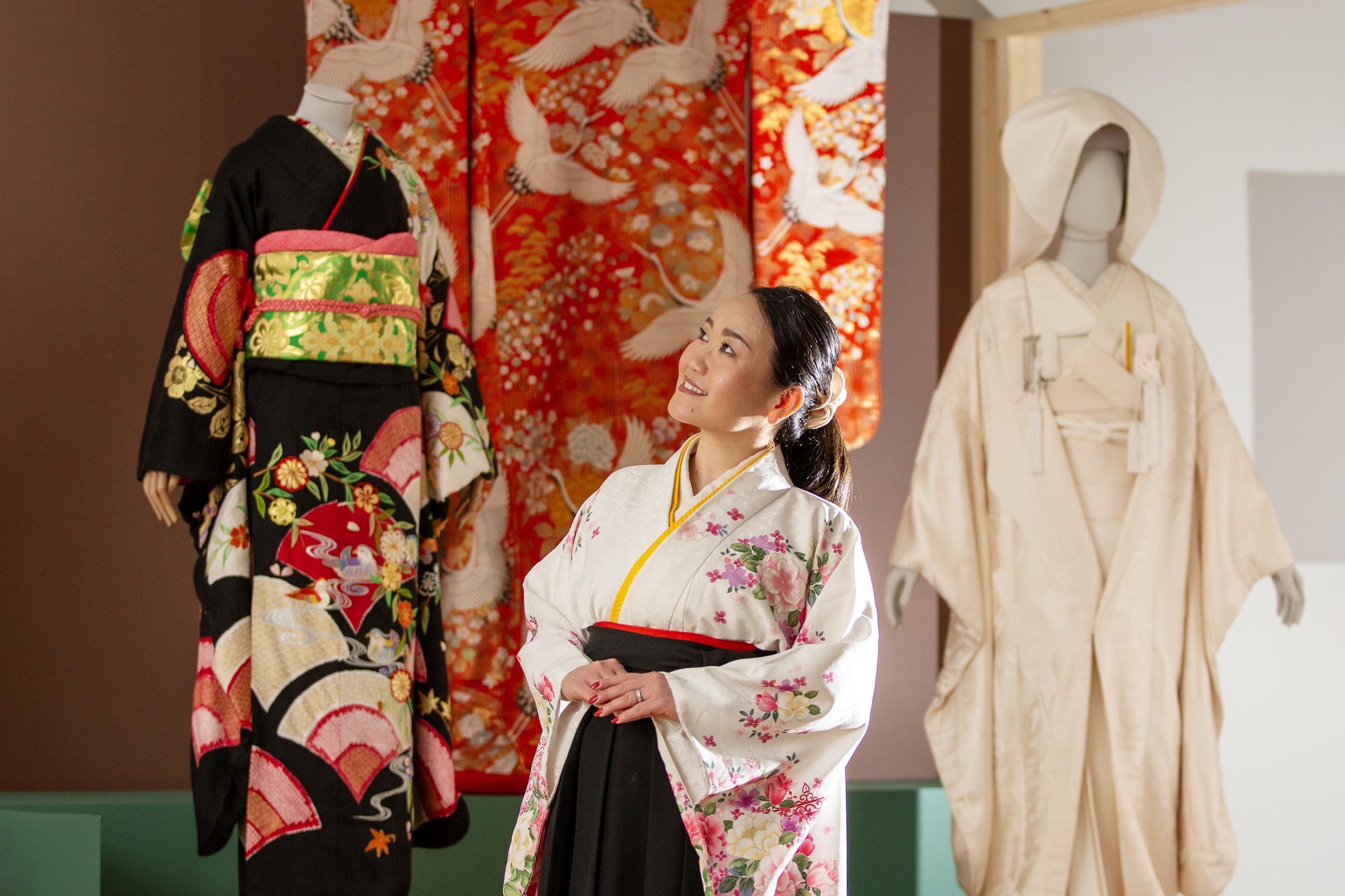 Kimono: Kyoto to Catwalk opening at VA Dundee.Pictured: Japanese Artist Tomoko Rowell.