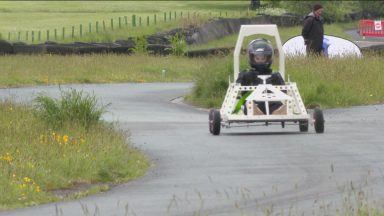 Pupils take to racetrack in self-built electric cars