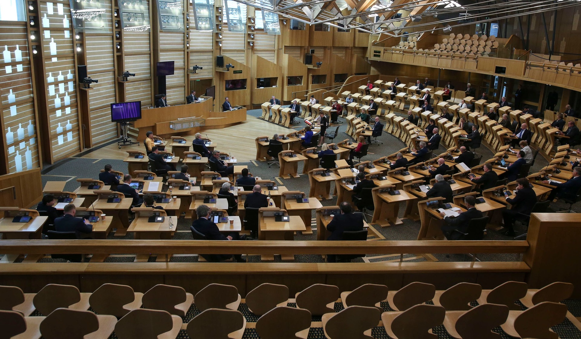 Social distancing measures were put in place in Holyrood during the pandemic (Fraser Bremner/PA).