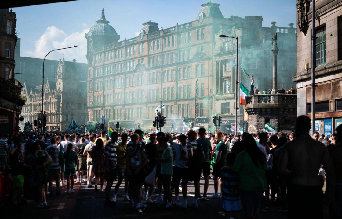 Four police officers injured and 19 arrested during Celtic football celebrations in Glasgow