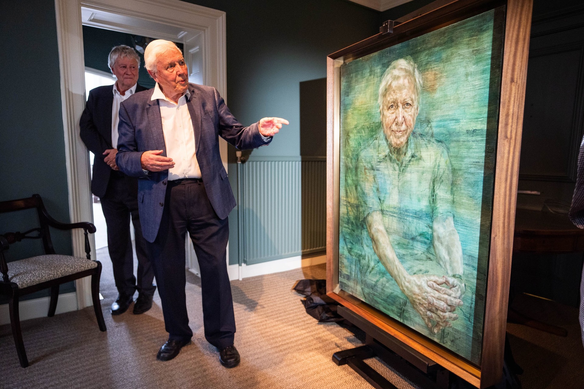 Sir David Attenborough during the unveiling of a portrait of the broadcaster and conservationist painted by Jonathan Yeo (James Manning/PA)