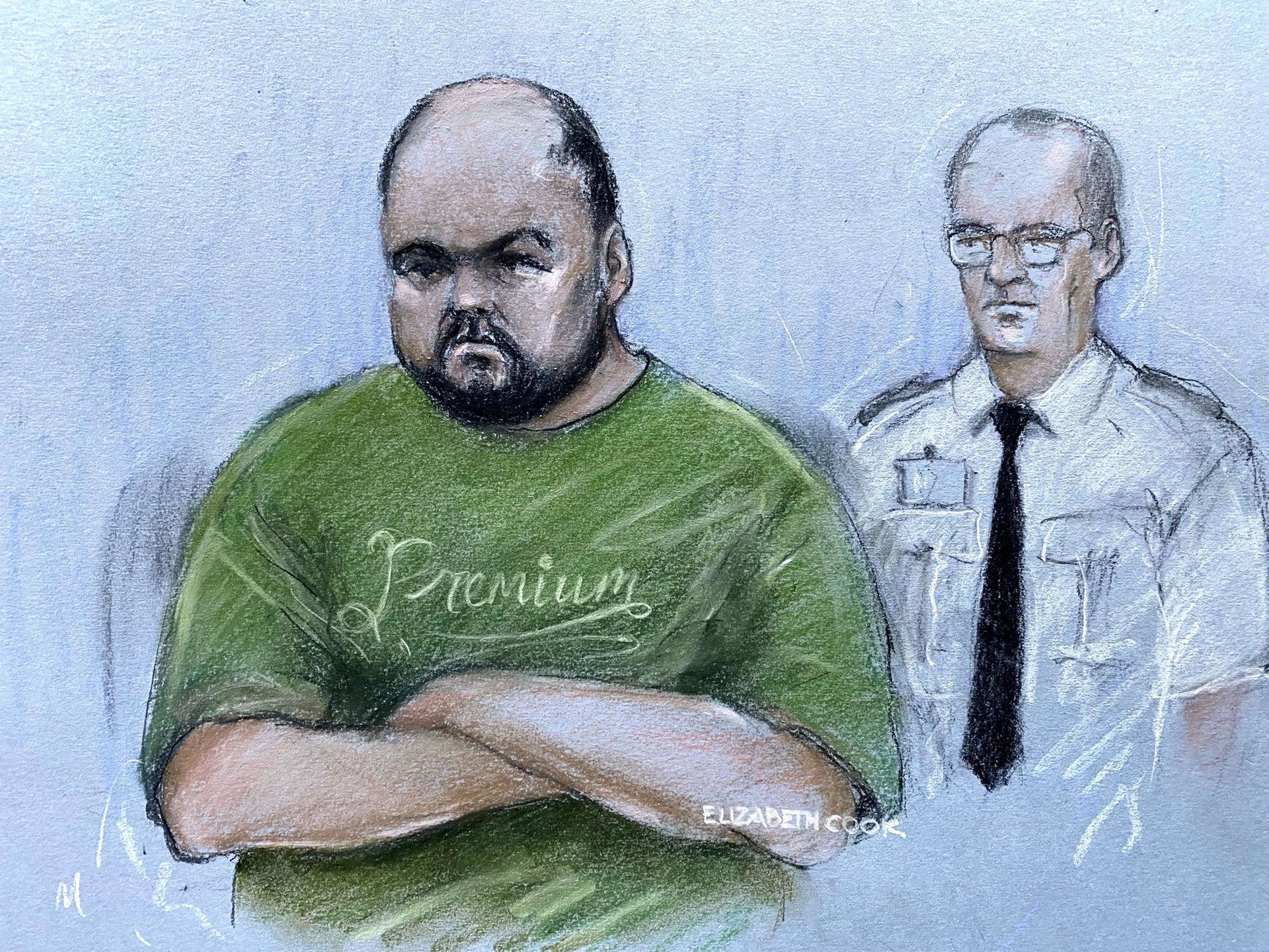 Court artist sketch of Gavin Plumb, who is accused of hatching a plot to kidnap, rape and solicit the murder of TV star Holly Willoughby (Elizabeth Cook/PA) 
