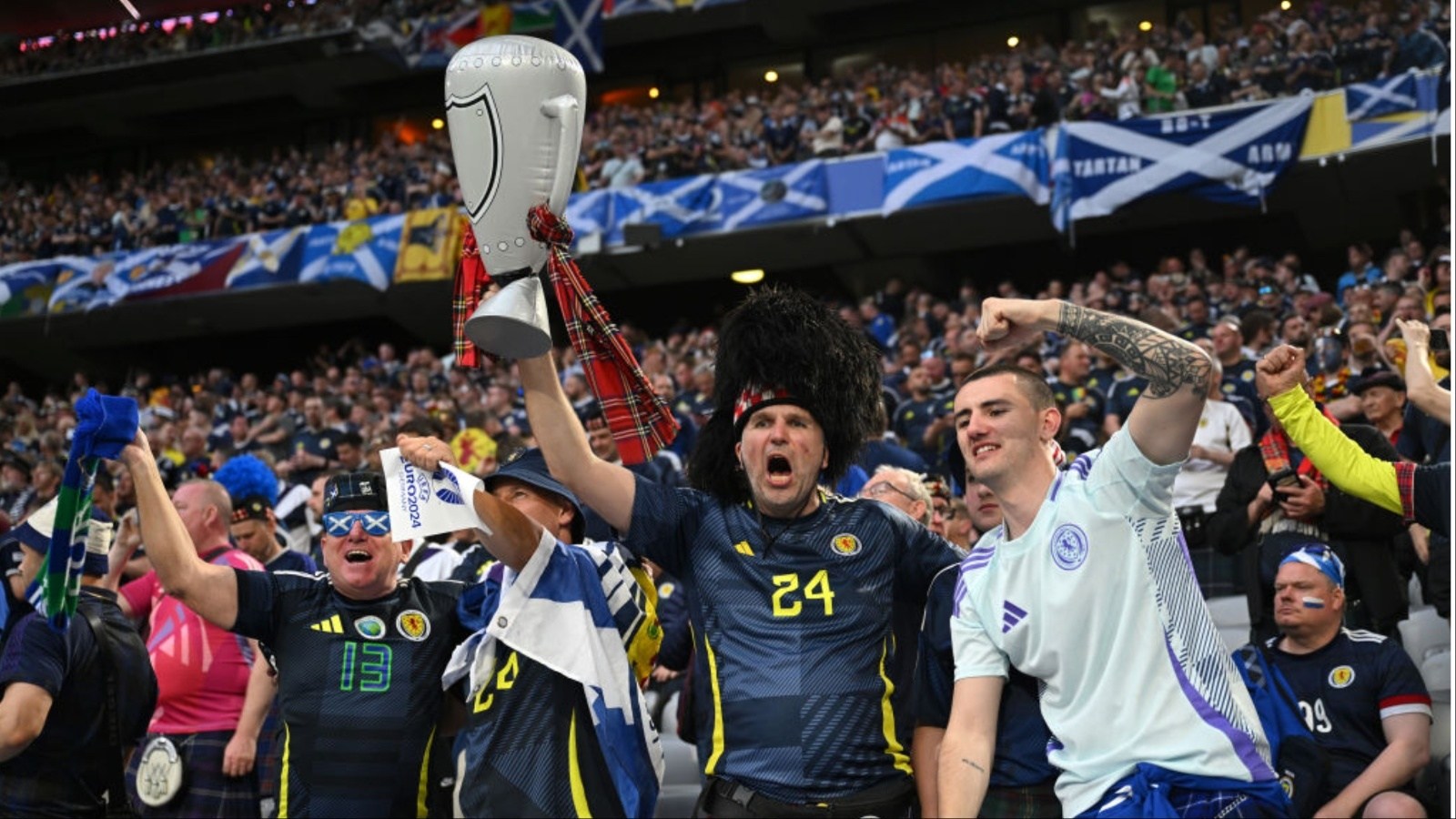 Scotland fans in Munich's Allianz Arena at Euro 2024.