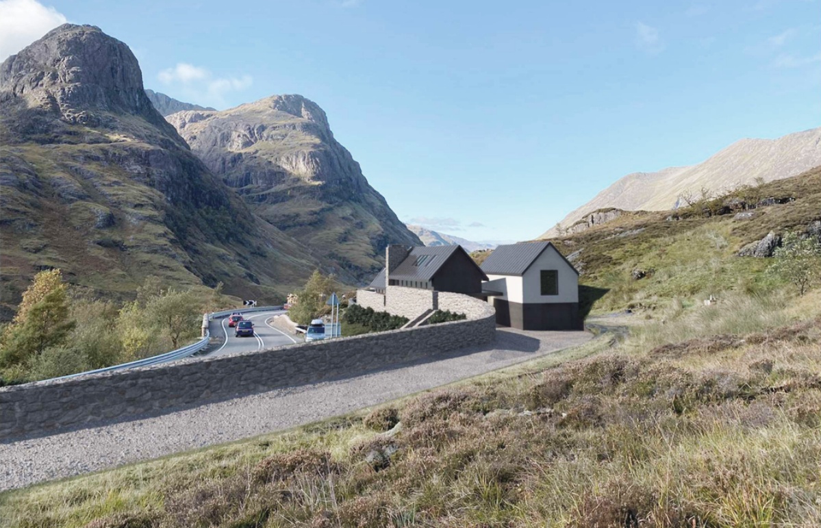 The proposal is for a three-bedroom family home with the design referencing 'the wider traditional style of Scottish cottages' including white render and darkened timber.