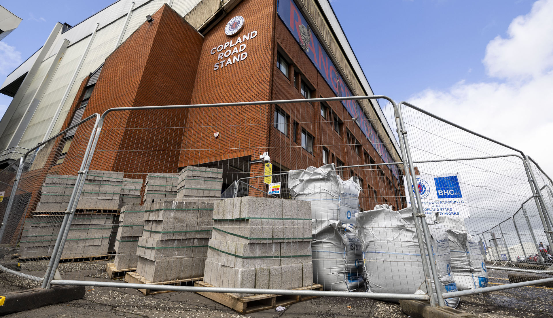 Construction work continues on the Copland Road Stand at Ibrox Stadium.