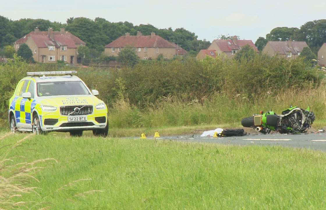 The crash happened on Wednesday at around 7.30am on the B1345 between Dirleton and Drem and involved a red Scania tanker and a green Kawasaki ZX 900E1 near Fenton Barns.