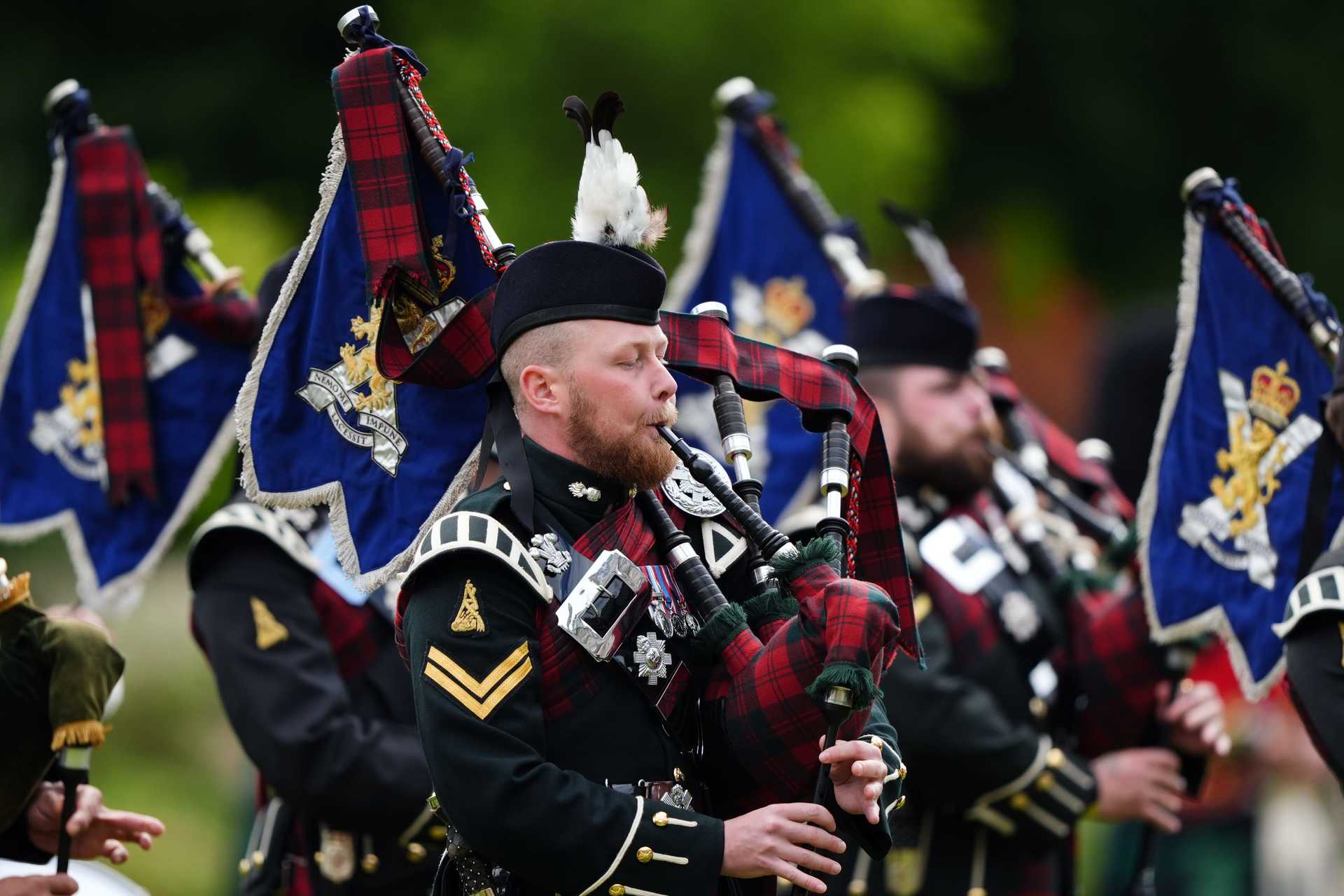 Soldiers from the Royal Regiment of Scotland took part in the ceremony in Edinburgh at the start of the King’s trip to Scotland for Holyrood Week (Andrew Milligan/PA) 