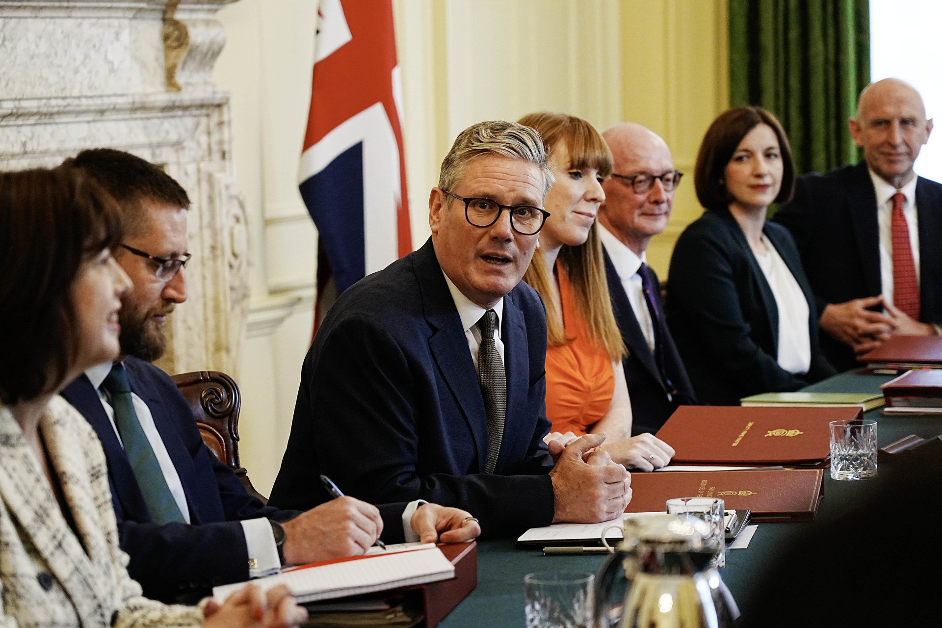 Prime Minister Keir Starmer chairs the first meeting of his cabinet in 10 Downing Street on July 6, 2024.