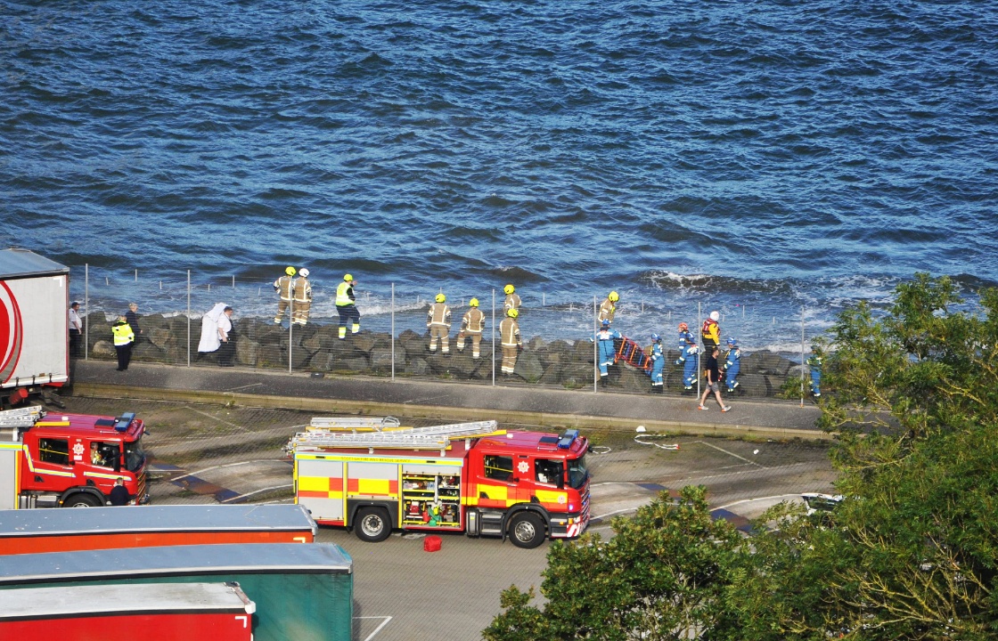 Police, fire, ambulance and coastguard crews were scrambled to the Cairnryan Terminal, near Stranraer, at around 7.30am on Tuesday after receiving reports of a man in difficulty. 